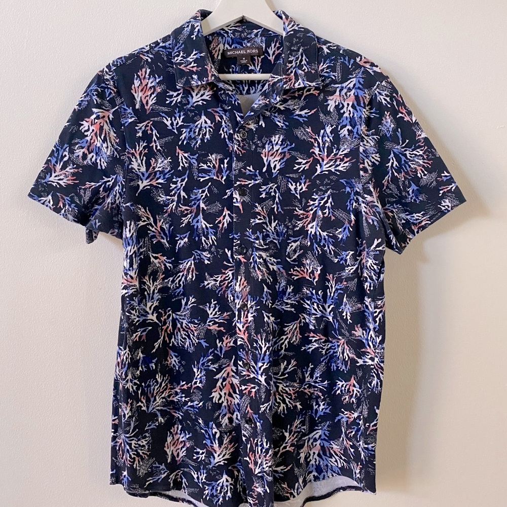MICHAEL KORS - Blue Coral Button Down Shirt